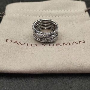 Authentic David Yurman Sterling Silver Twisted Cable Statement Ring Women